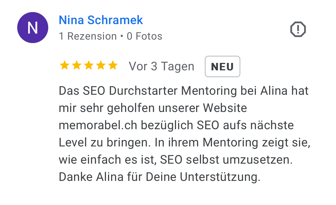 Google-Bewertung zu SEO-Durchstarter